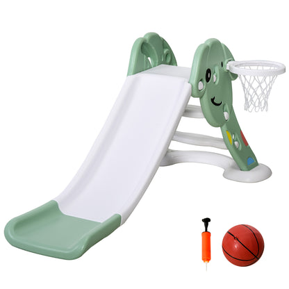 Homcom Tobogán Infantil Con Canasta Baloncesto Inflador 18-48 Meses 68x146x68cm_0