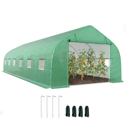 Outsunny Invernadero De Túnel 8x3x2 M Con 12 Ventanas Cubierta Pe Cultivo Verde_0