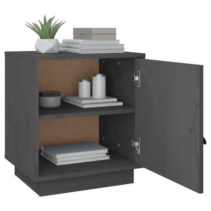 Mesitas De Noche 2 Uds Madera Maciza Pino Gris 40x34x45 Cm_3