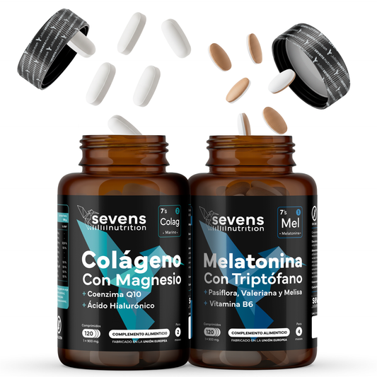 Colágeno Marino Con Magnesio + Melatonina 1,9 Mg. Sevens Nutrition. Piel, Huesos, Articulaciones Y Descanso Nocturno_0