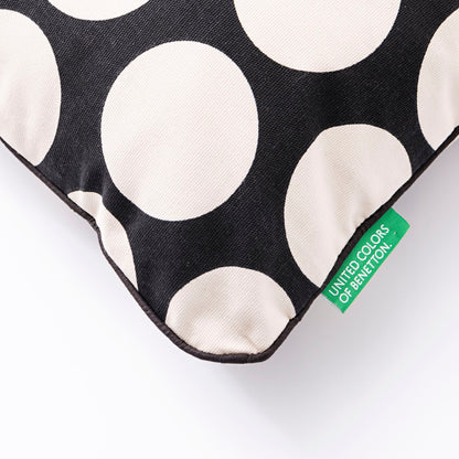 Cojin Relleno 40x40cm 300gsm Poliester 100% Algodon Canvas Topos Negros Benetton_3