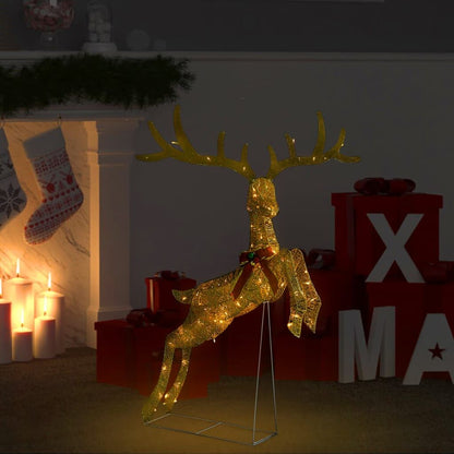 Vidaxl Reno Decorativo De Navidad Dorado 120 Leds Blanco Cálido_1