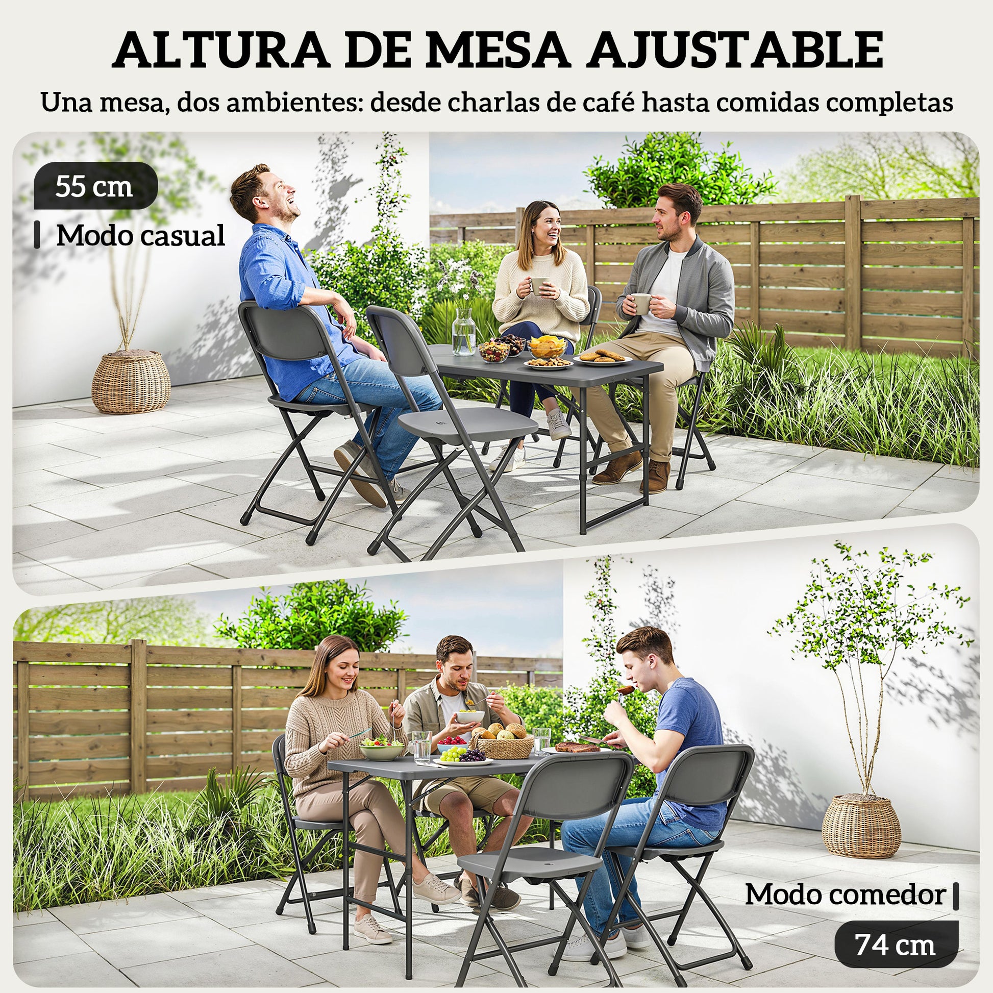 Outsunny Conjunto De Mesa Y Sillas Jardín De 5 Piezas_4