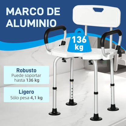 Homcom Silla Ducha Personas Mayores Antideslizante Con Altura Ajustable_3