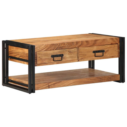 Mesa De Centro Madera Maciza De Acacia 90x50x38 Cm_0