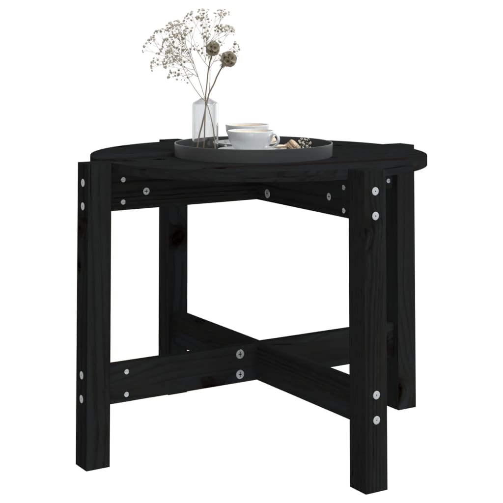 Mesa De Centro De Madera Maciza De Pino Negro 62,5x45 Cm_2