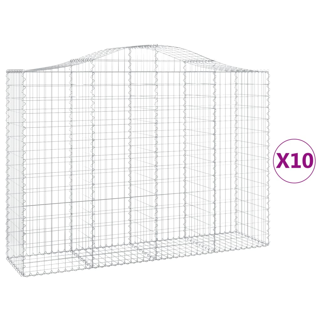Cestas Gaviones 10 Uds Forma De Arco Hierro 200x50x140/160 Cm_0