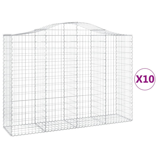 Cestas Gaviones 10 Uds Forma De Arco Hierro 200x50x140/160 Cm_0