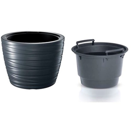 Maceta Baja Con Deposito 22l Maze De Plastico En Color Antracita 37,5 (largo) X 37,5 (ancho) X 27,9 (alto) Cm_1