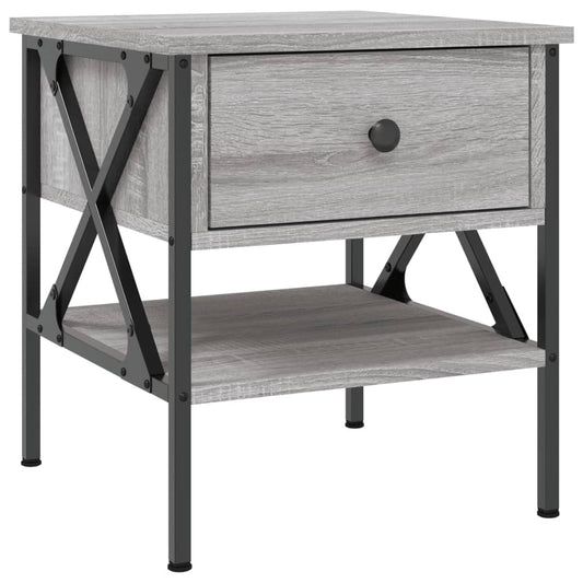 Mesita De Noche Madera De Ingeniería Gris Sonoma 40x42x45 Cm_0
