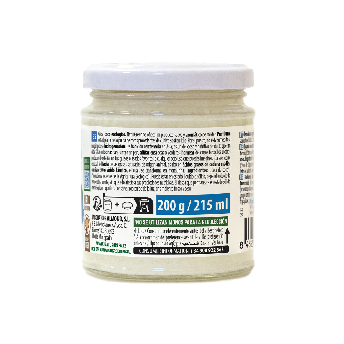 Grasa de Coco Bio NaturGreen 200 g