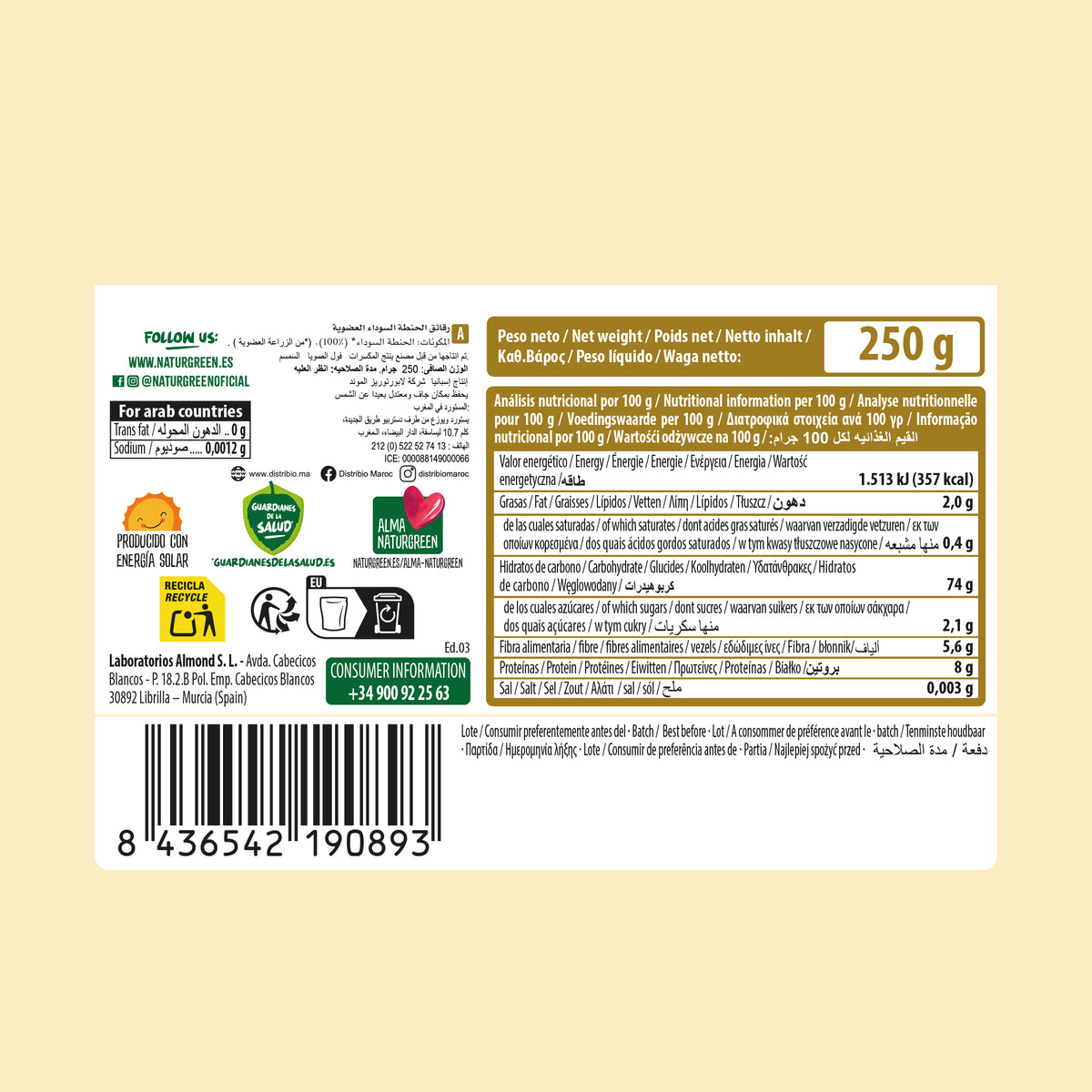 Packs 2 uds Copos de Trigo Sarraceno BIO Sin Gluten Naturgreen 2 uds de 250 g