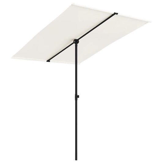 Vidaxl Sombrilla De Jardín Con Palo De Aluminio Blanco Arena 2x1,5 M_0
