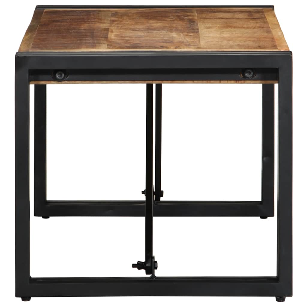 Mesa De Centro 80x40x35 Cm Madera Maciza De Mango Rugosa_1