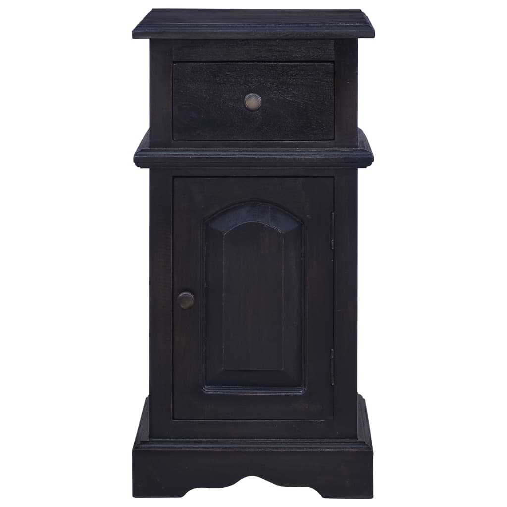 Mesita De Noche Madera Maciza De Caoba Color Café Negro Claro_0