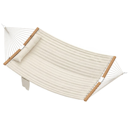 Outsunny Hamaca Acolchada De Jardín Portátil Con Almohada Desmontable Crema_0