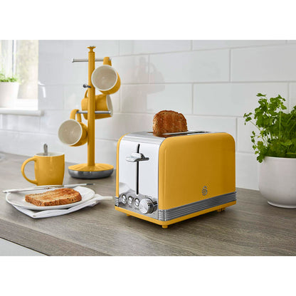 Swan Retro Set Desayuno Hervidor De Agua 1,8 L Inalámbrico, Tostadora 2 Rebanadas Anchas,vintage,stp7050yelneu,amarillo_3