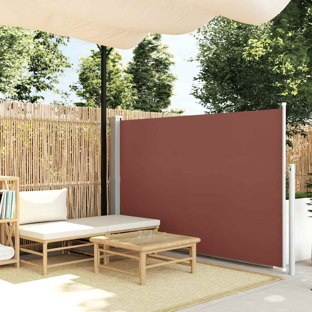 Vidaxl Toldo Lateral Retráctil De Jardín Marrón 140x500 Cm_1