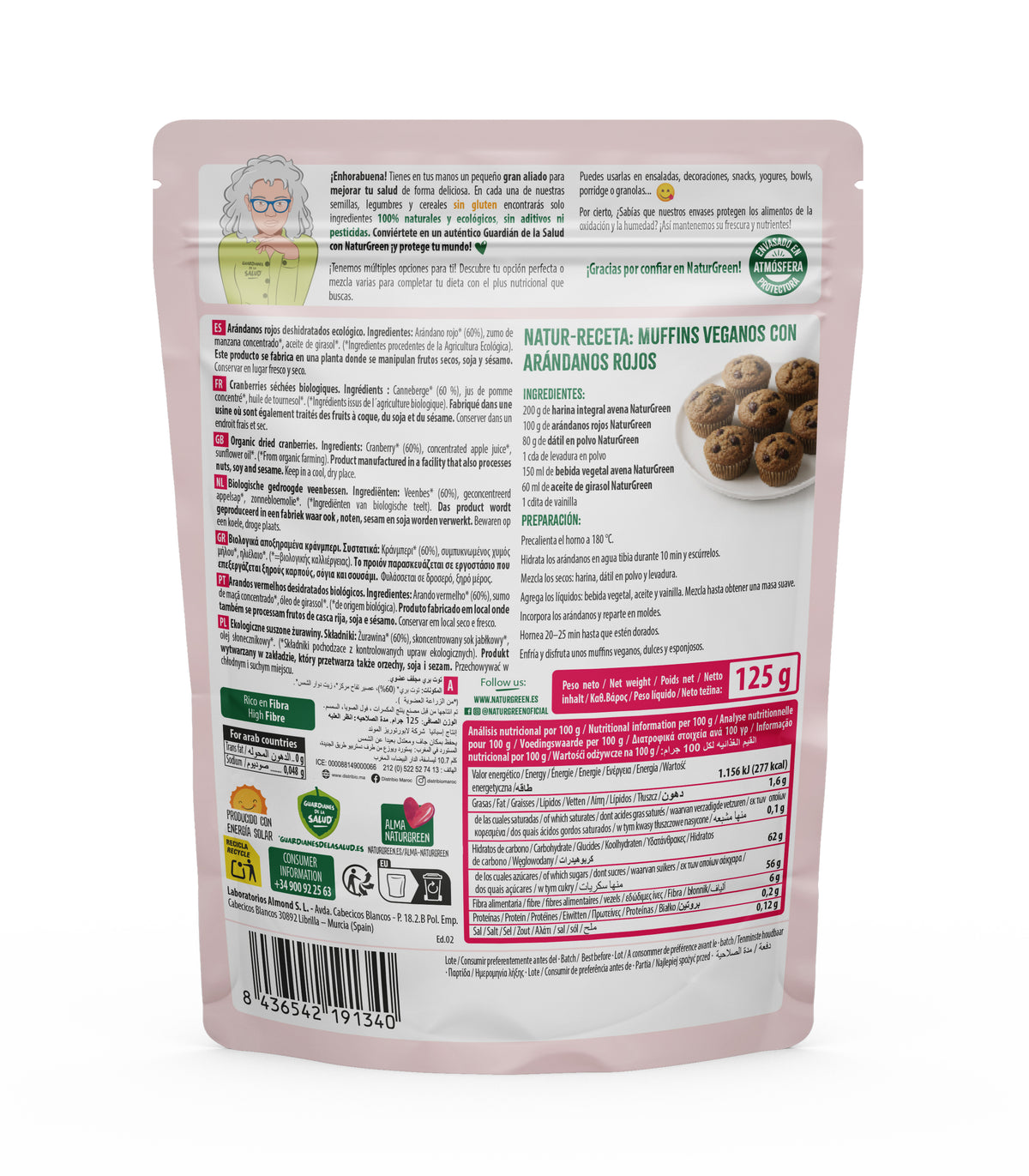 Arándanos Rojos Deshidratados Bio Naturgreen 125 g