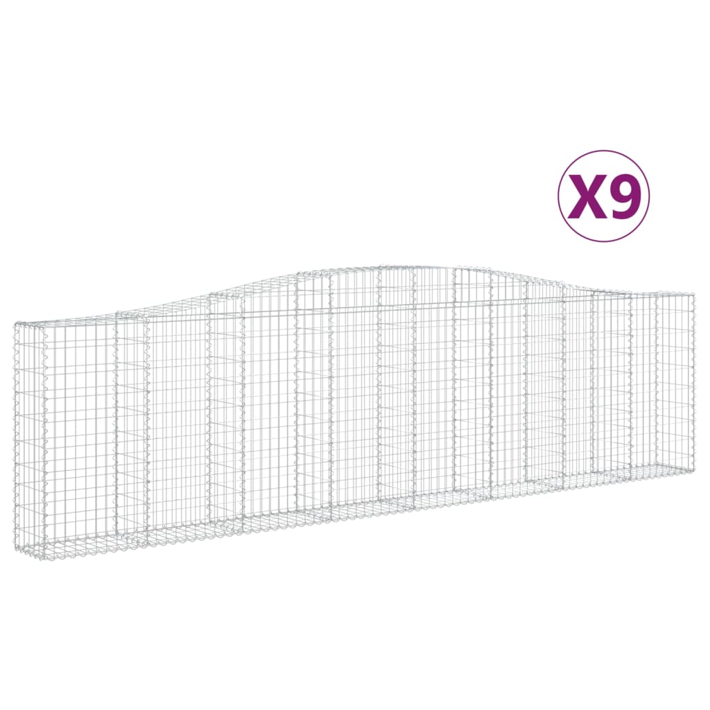 Cestas De Gaviones 9 Uds Forma De Arco Hierro 400x30x100/120 Cm_0