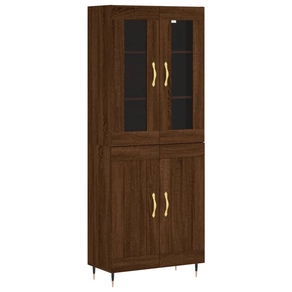Aparador Alto Madera Contrachapada Marrón Roble 69,5x34x180 Cm_1