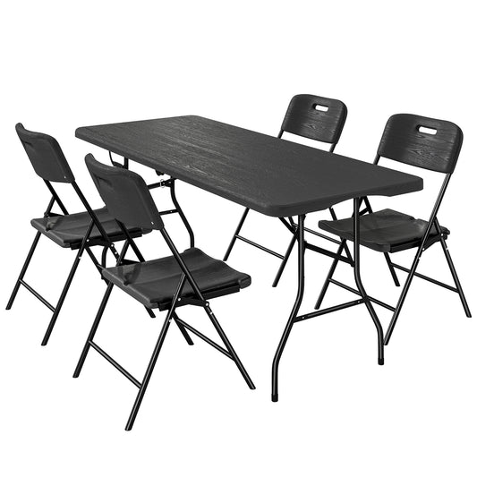 Outsunny Conjunto De Camping Plegable Con Mesa Y 4 Sillas Negro_0