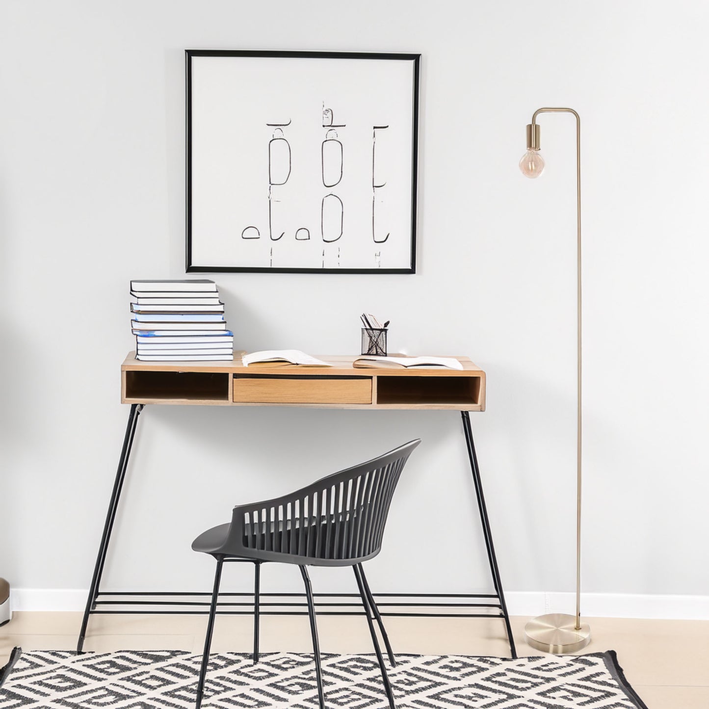 Wellhome Lámpara De Pie Metal Dorado H.150cm_2