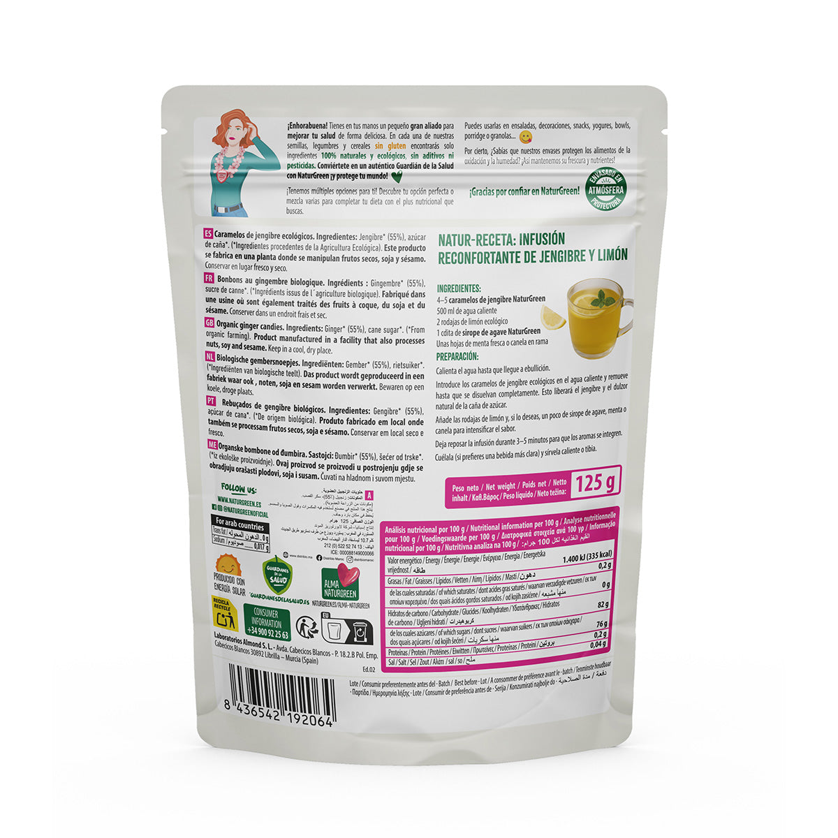 Caramelos de Jengibre Naturgreen, 125 g