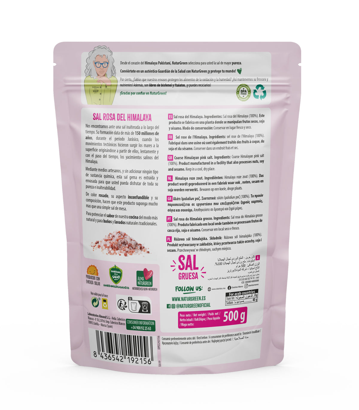 Sal rosa del Himalaya gruesa Naturgreen 500 g
