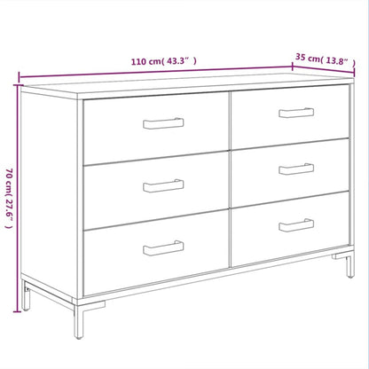 Aparador De Madera Maciza De Pino Negro 110x35x70 Cm / Vetonek_4