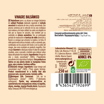 Vinagre Balsámico Bio NaturGreen, 250 ml