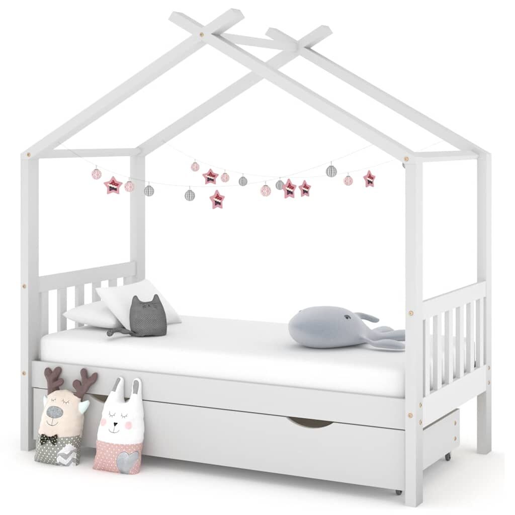 Vidaxl Estructura Cama Niños Con Cajón Madera Pino Blanco 80x160 Cm_1