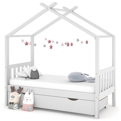 Vidaxl Estructura Cama Niños Con Cajón Madera Pino Blanco 80x160 Cm_1
