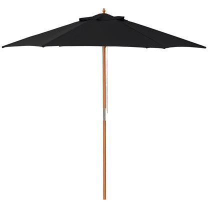 Outsunny Sombrilla De Jardín Ø250x230 Cm Con Poste Desmontable Negro_0