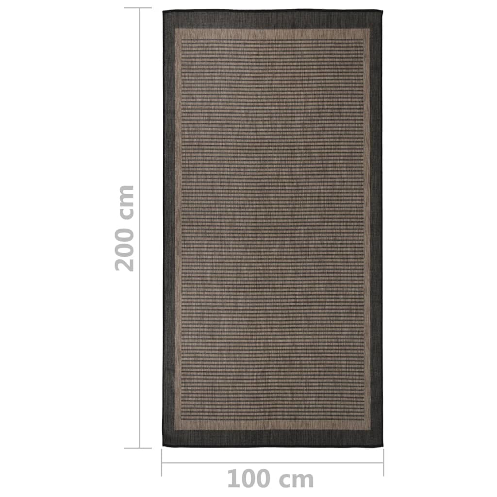 Alfombra De Exterior De Tejido Plano Marrón Oscuro 100x200 Cm_5