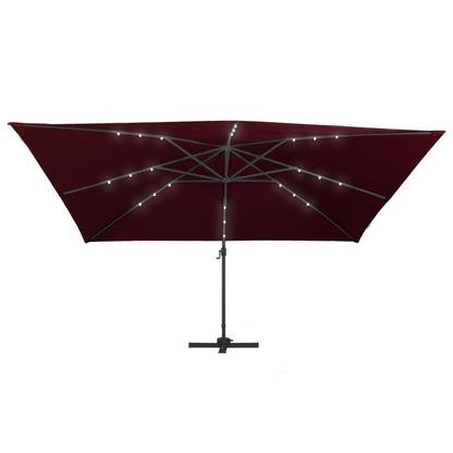 Vidaxl Sombrilla Jardín Voladiza Con Luces Led Rojo Burdeos 400x300 Cm_3