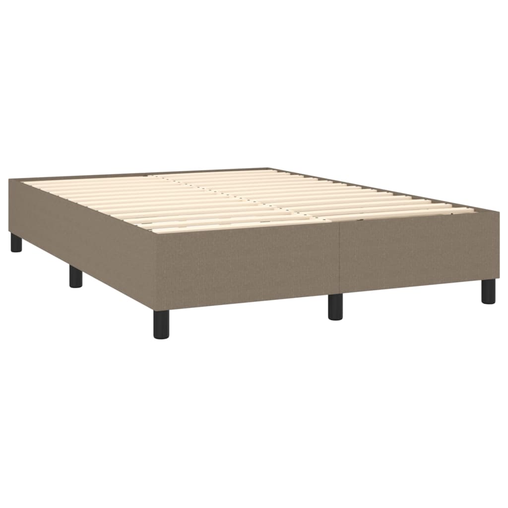 Cama Box Spring Colchón Y Luces Led Tela Gris Taupe 140x200 Cm / Vetonek_1