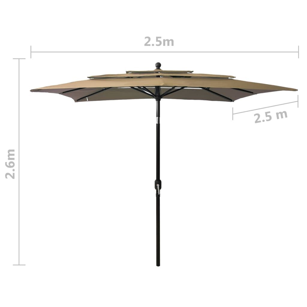 Vidaxl Sombrilla Jardín 3 Niveles Con Palo De Aluminio Taupe 2,5x2,5 M_2