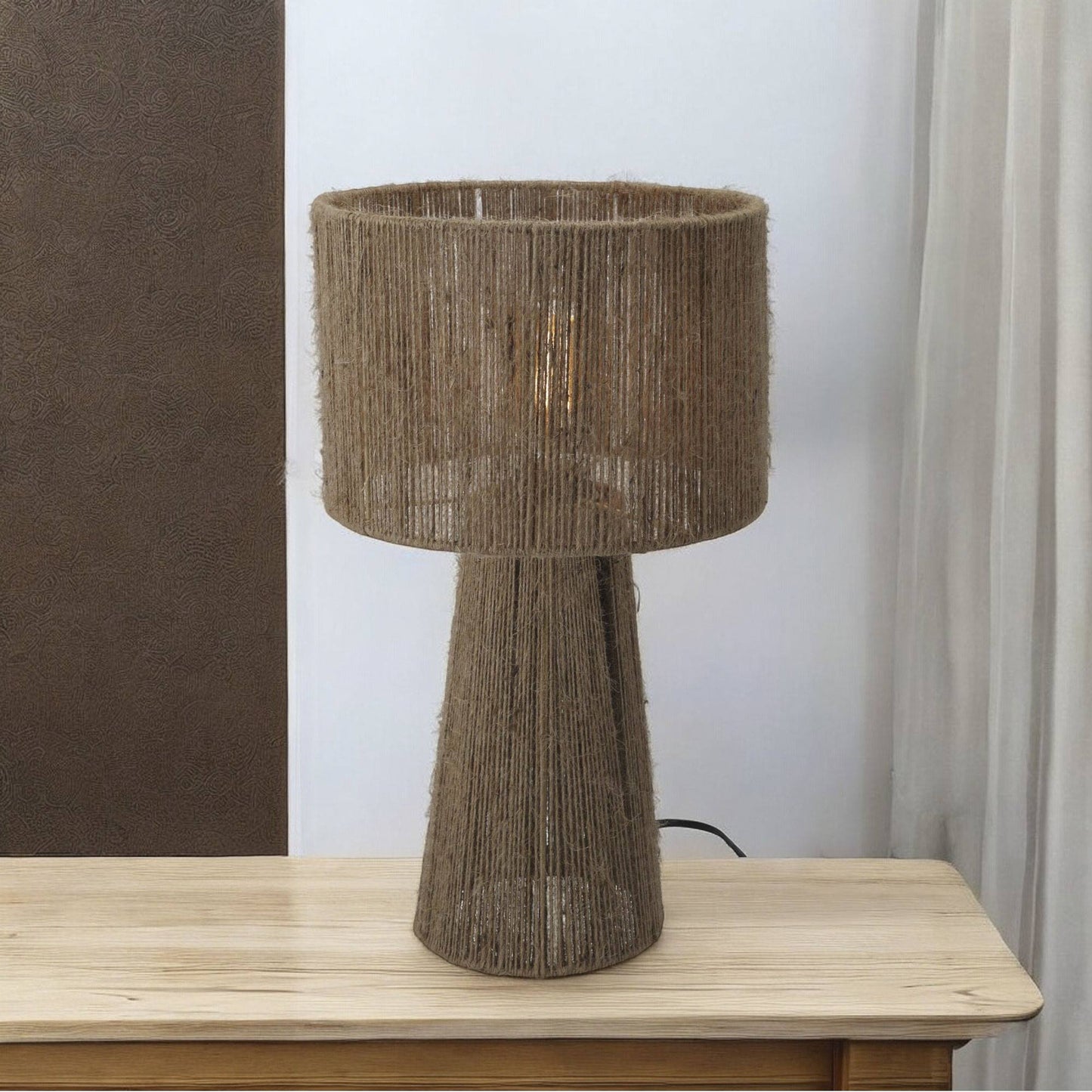 Well Home Lámpara De Mesa En Yute Natural Ø27x45cm