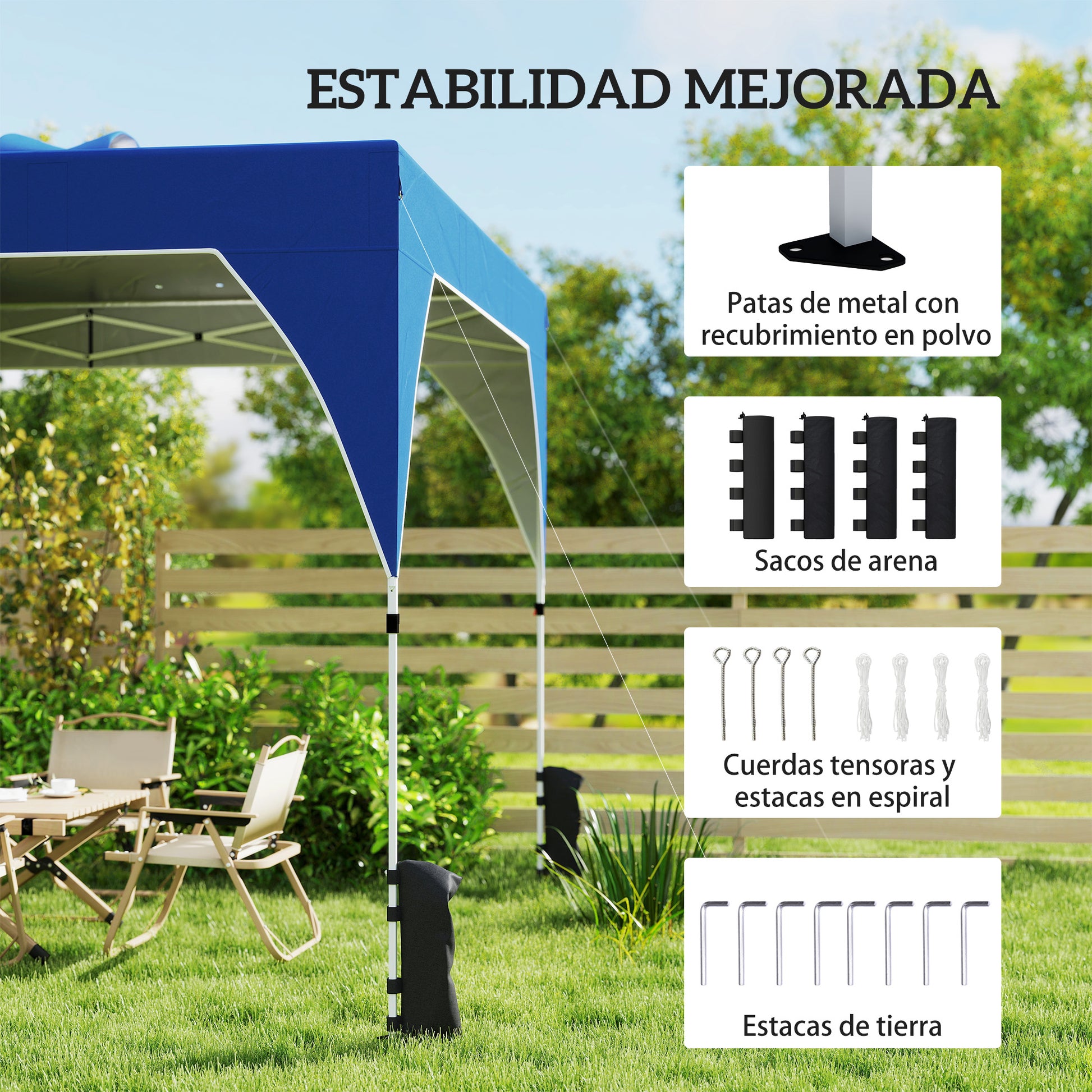 Outsunny Carpa Plegable Pop-up 3x3 M Con Bloqueo Central Altura Ajustable_5