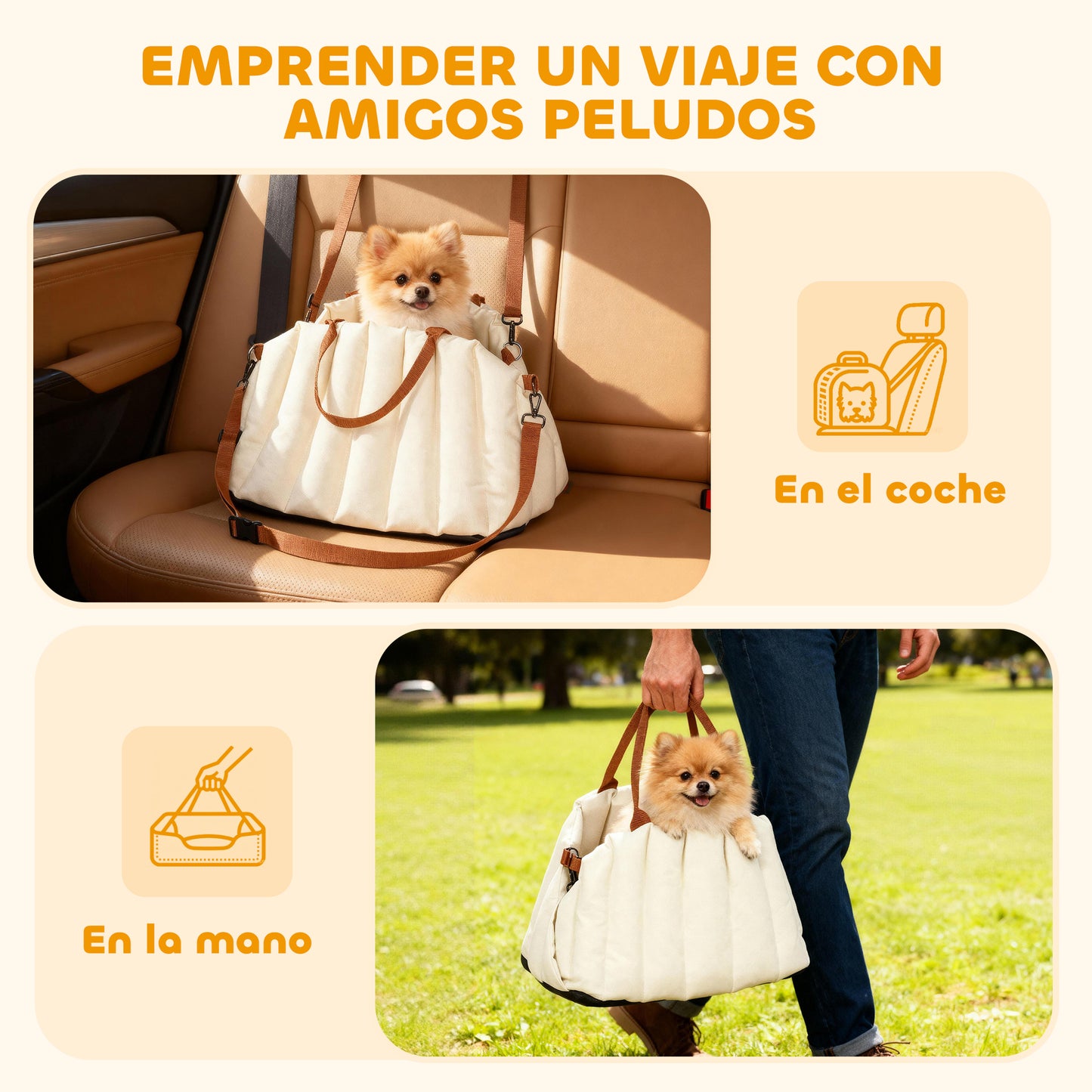 Pawhut Asiento De Coche Para Perros Pequeños Con Base Antideslizante Y Cinturón_5
