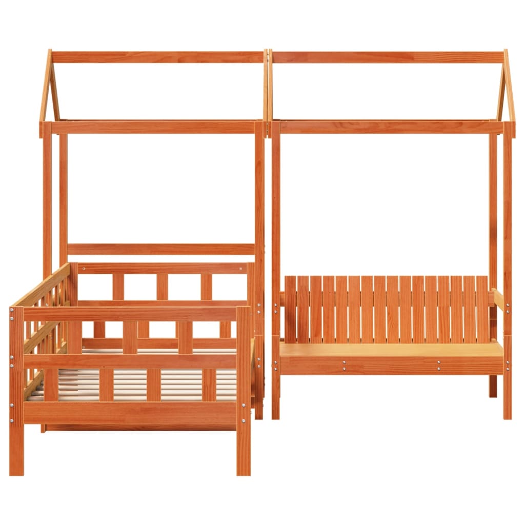 Sofá Cama Con Techo Madera Maciza Pino Marrón Cera 90x200 Cm_3