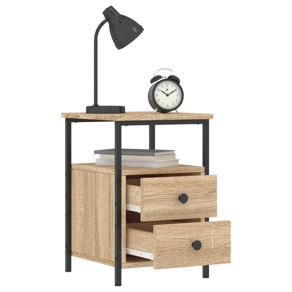 Mesita De Noche Madera De Ingeniería Roble Sonoma 34x35,5x50 Cm_2