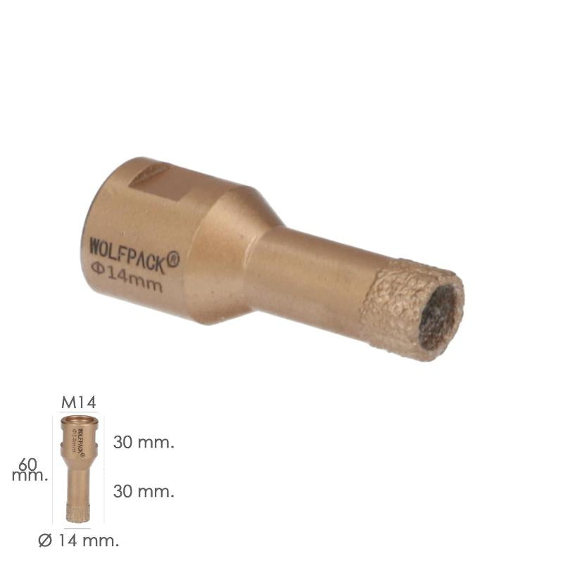 Corona Diamante Para Amoladora Ø 14 Mm. Conexión Rosca M14. Corte Seco