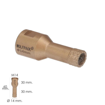 Corona Diamante Para Amoladora Ø 14 Mm. Conexión Rosca M14. Corte Seco