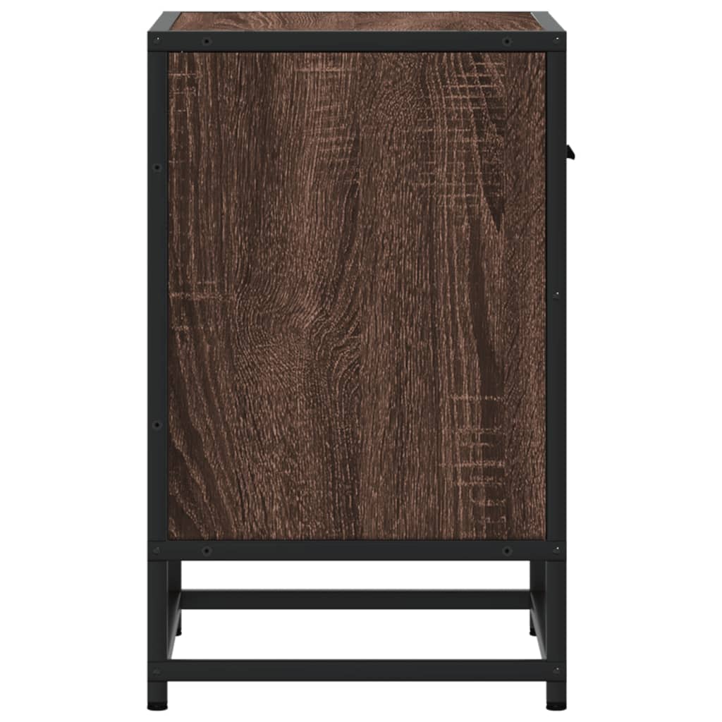 Mesita De Noche Madera De Ingeniería Marrón Roble 40x31x50 Cm_4