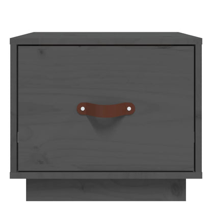Mesita De Noche Madera Maciza De Pino Gris 40x34x35 Cm_3