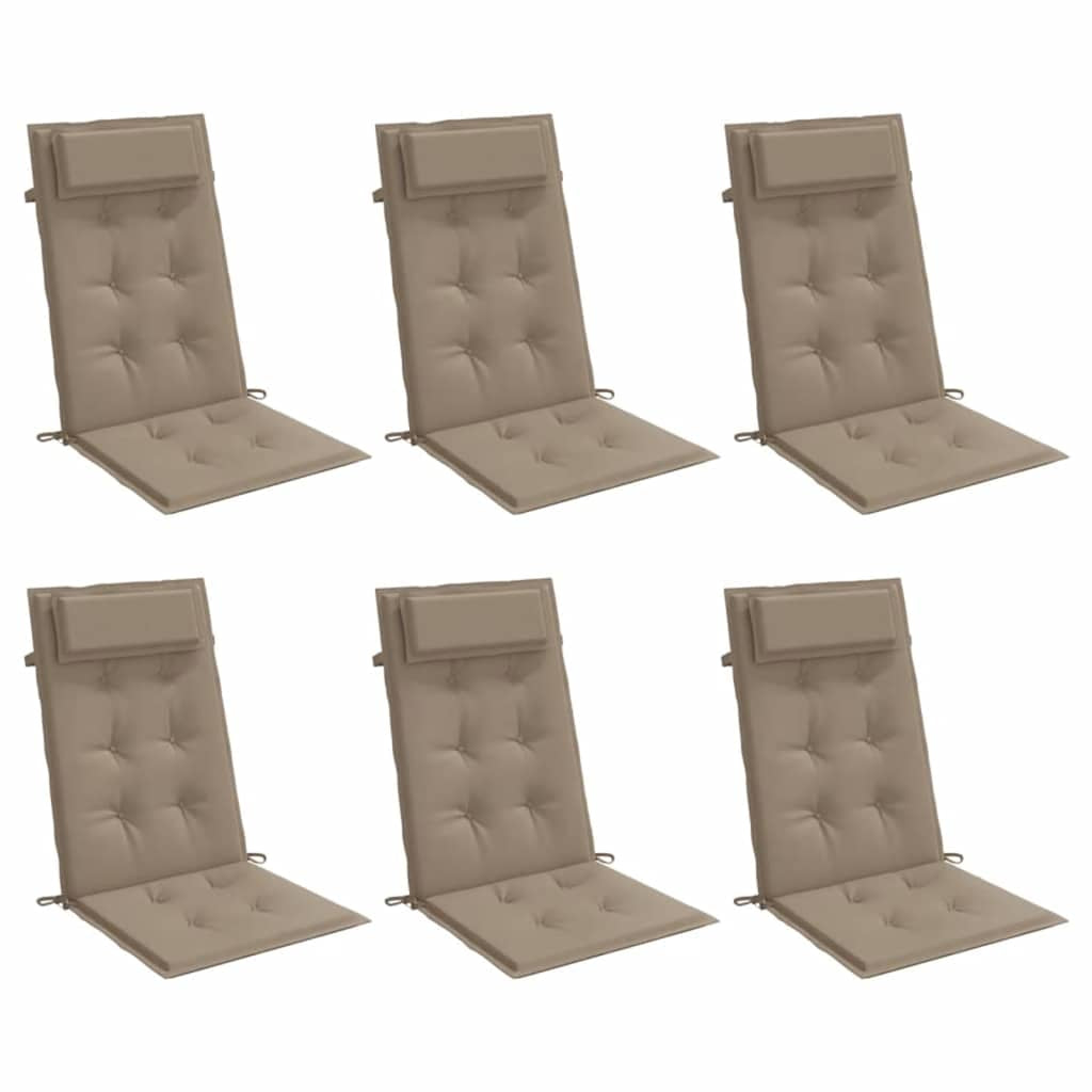 Vidaxl Cojines De Silla Con Respaldo Alto 6 Uds Tela Oxford Gris Taupe_0