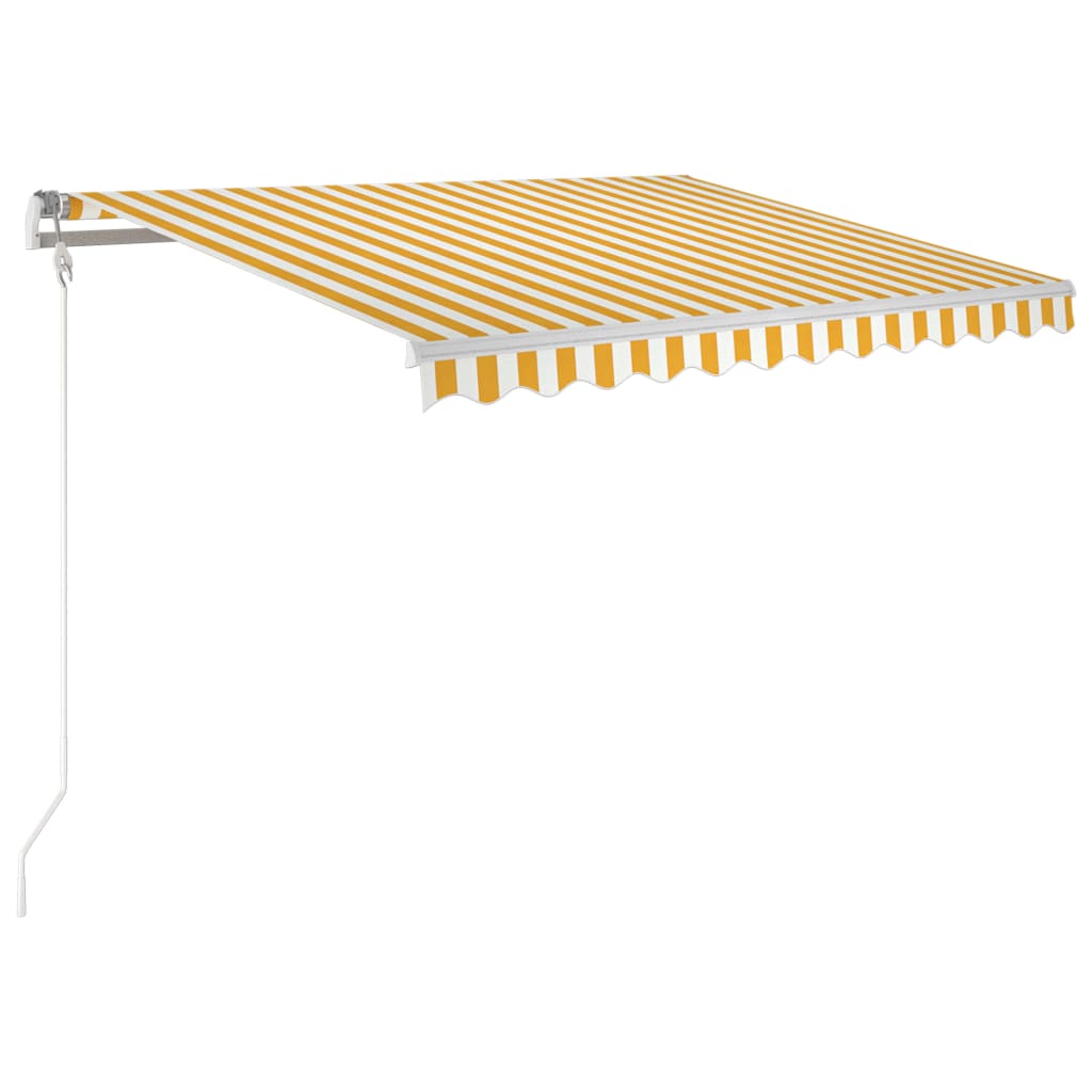 Toldo Retráctil Manual Amarillo Y Blanco 350x250 Cm_0