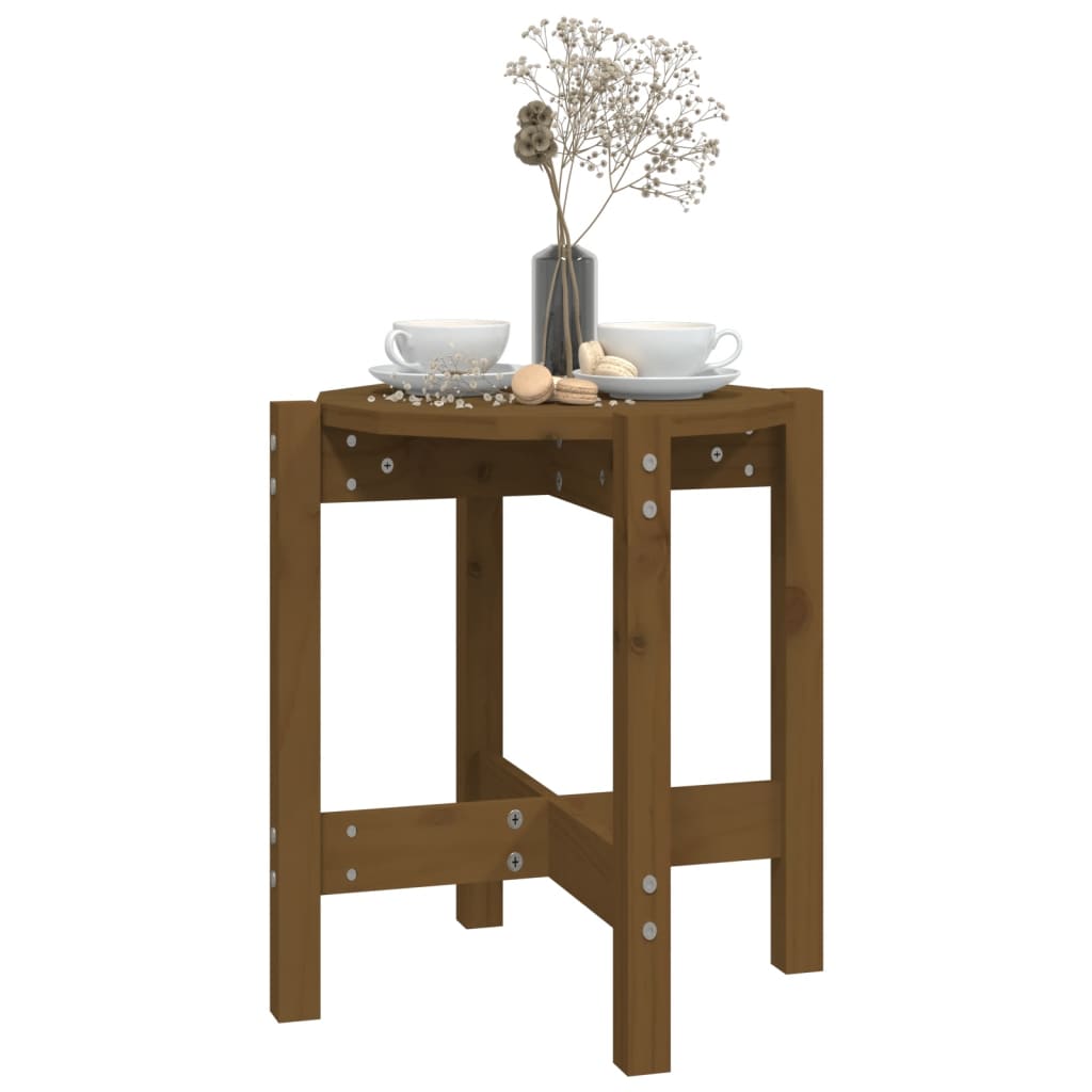 Mesa De Centro De Madera Maciza De Pino Marrón Miel Ø42,5x45 Cm_2
